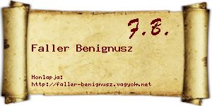 Faller Benignusz névjegykártya